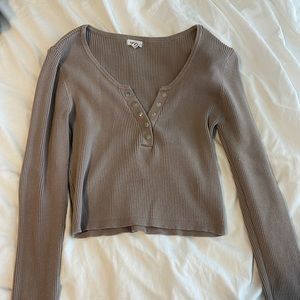 garage ribbed henley top